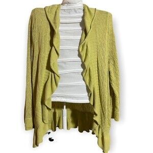 Christopher & Banks Open Knit Cardigan Ruffle Edge. Size Large